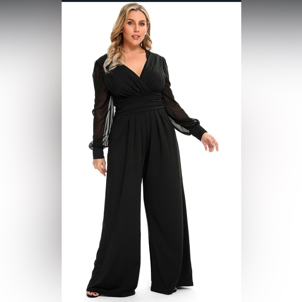 Long sleeve wide leg jumpsuit size 2X in black new with tags